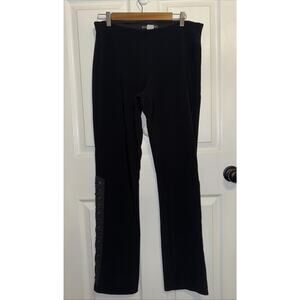 Equestrian Brand Women’s Pull On Ribbed Lace Up Suede Accent Pants Size M USA